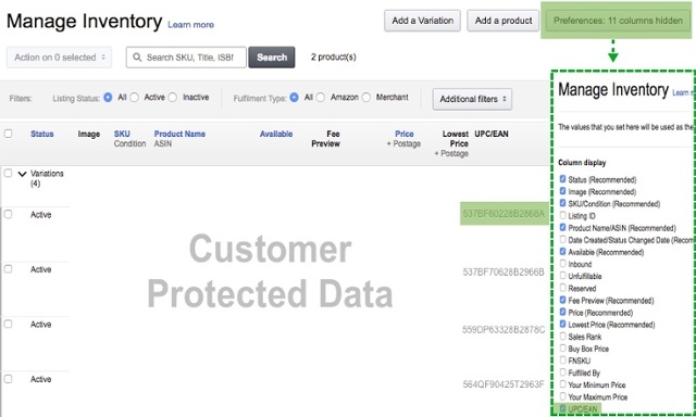 GCID Global Catalogue Identifier via Manage Inventory op Amazon