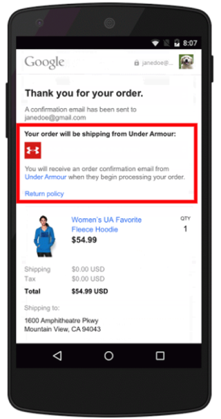 Google Buy Button order verwerking.